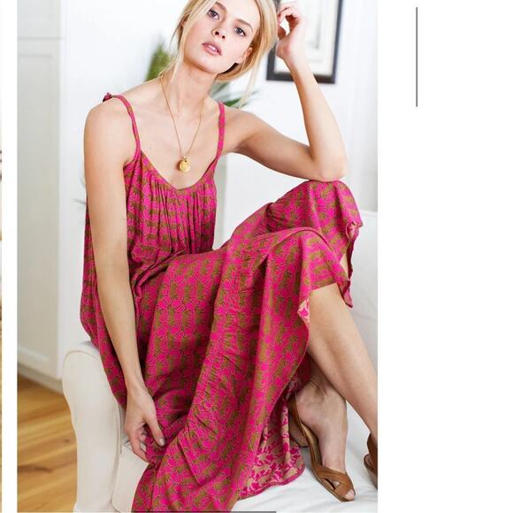 Emerson Fry India Sundress In Pink Yarrow Cheetah Size Medium / Large - Picture 8 of 13